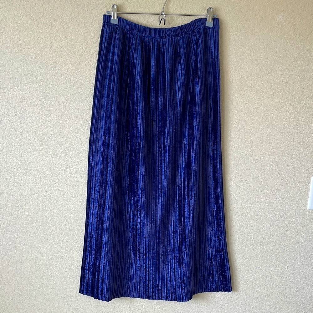 Vtg Y2K Velour Ribbed Midi Maxi Skirt L Purple Velvet Whimsigoth Fairy Grunge